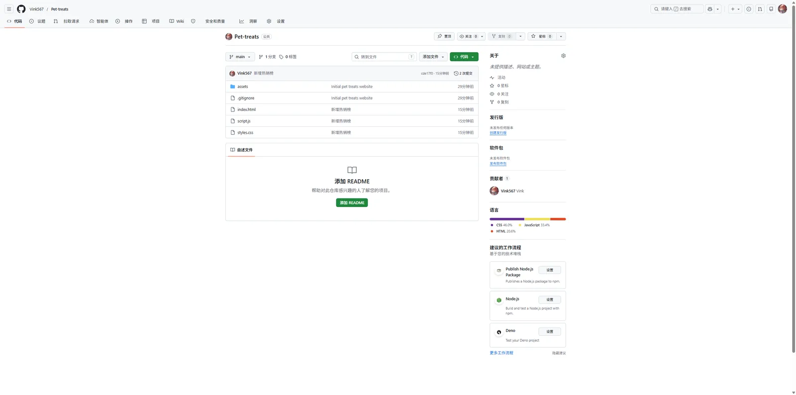 Codex平台的仓库页面