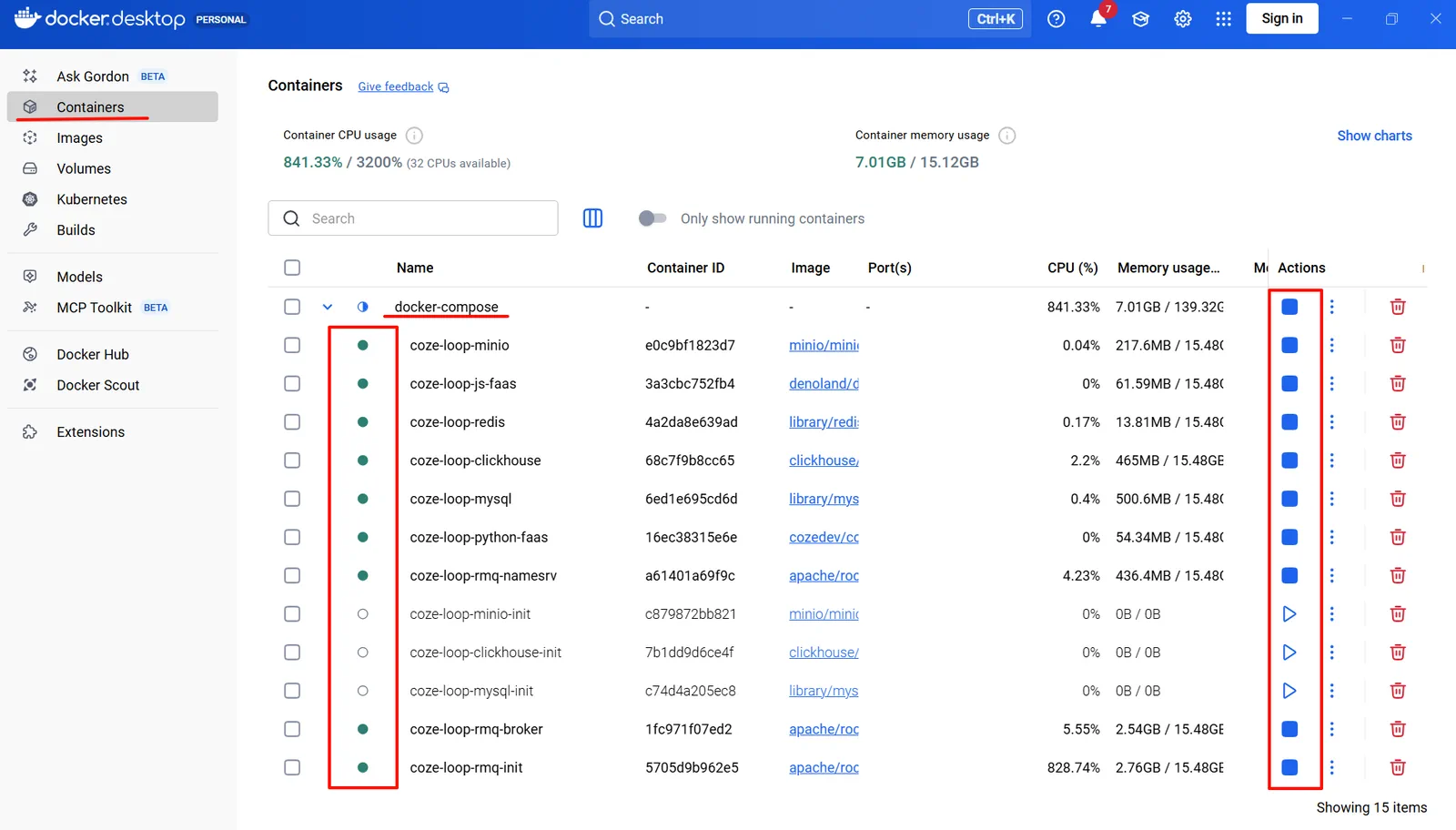 Coze Loop 启动完成后的日志界面