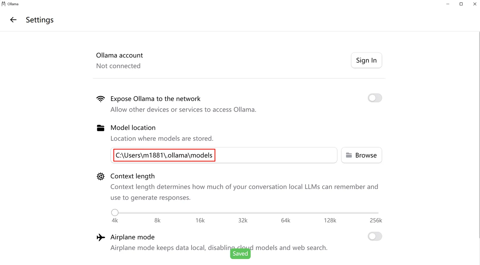 在 Settings 中将 Model location 改为课程资料或自定义的 models 文件夹
