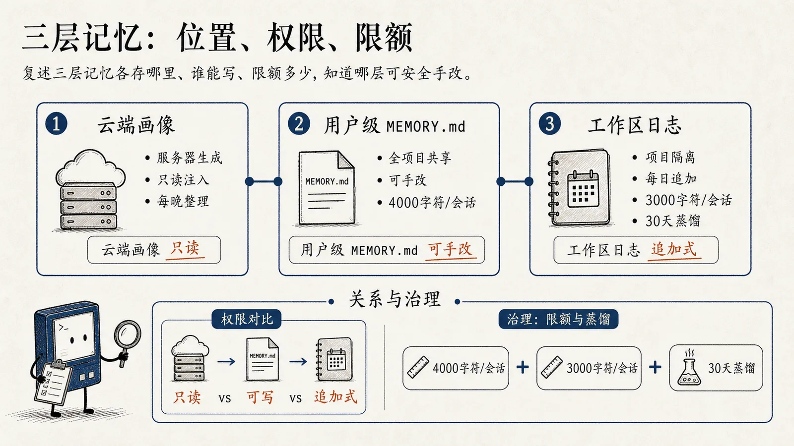 三层记忆的位置、权限与限额